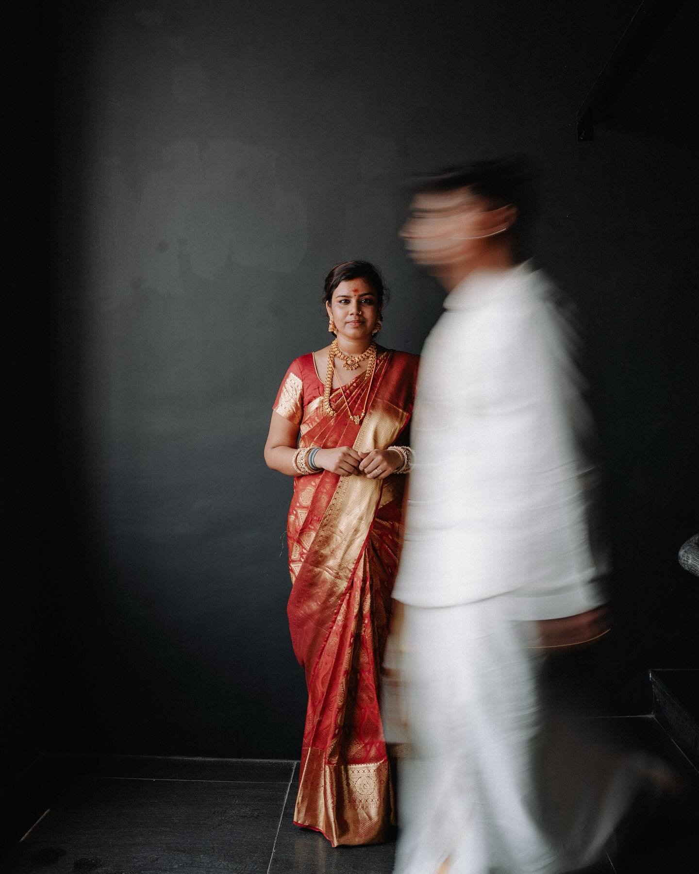 An artistic wedding portrait using motion blur